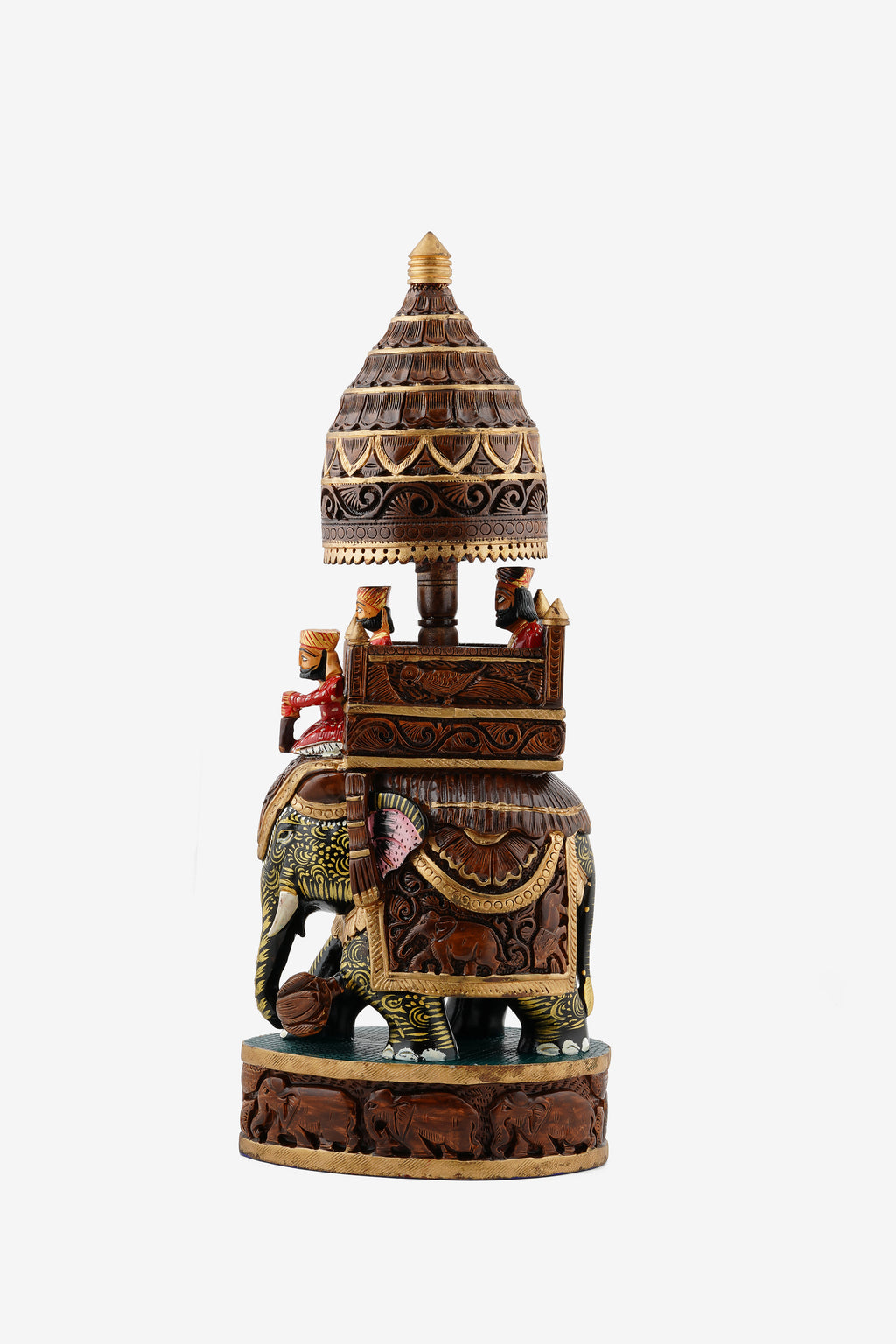 Wooden Antique Elephant Ambari — 12 inch