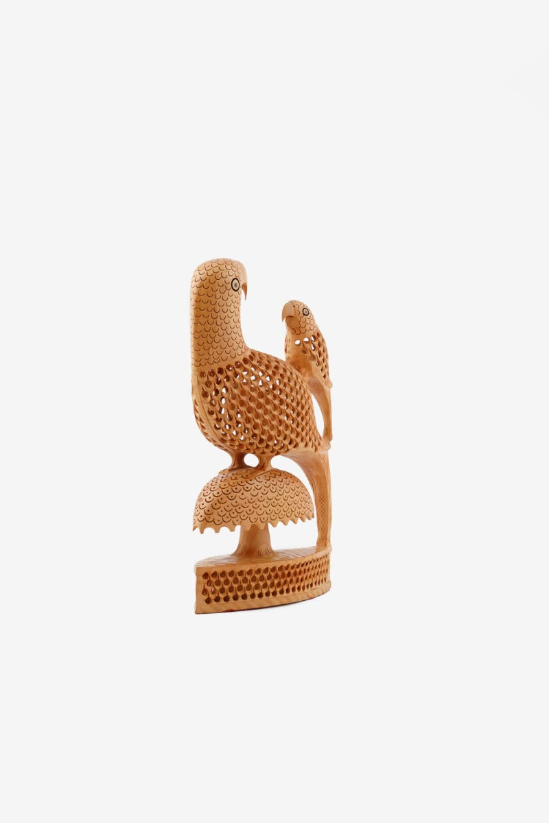Kadam Wood Handcrafted Undercut Birds Figurine — false