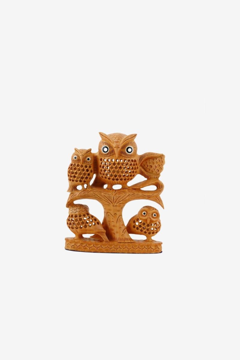 Handmade Wooden Owl Statue — false