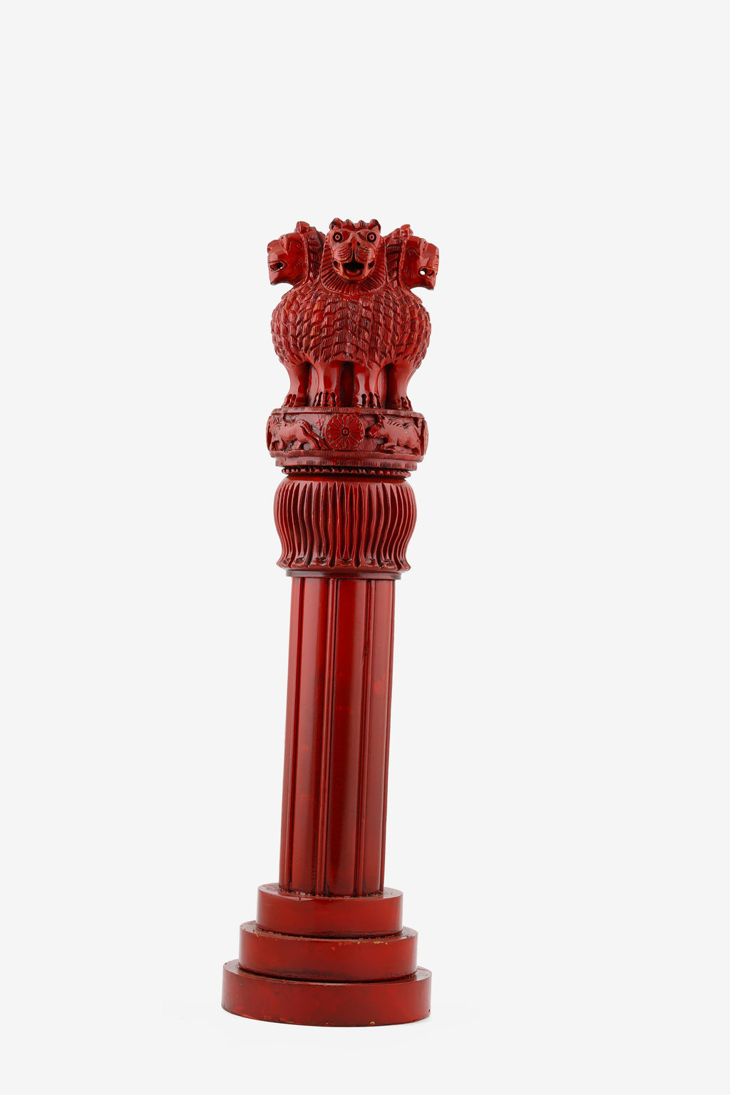 Kadam Wood Handcrafted Ashok Stambh — 14 inch, Red