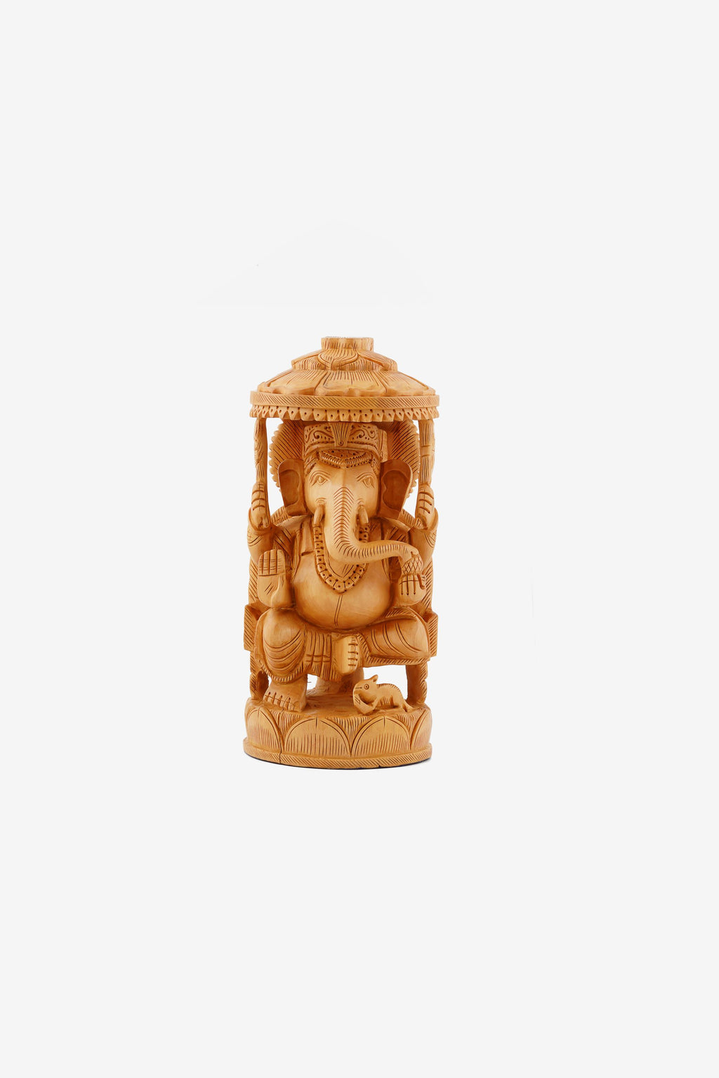 Kadam Wood Handcrafted Lord Ganesha — 4 inch, Brown