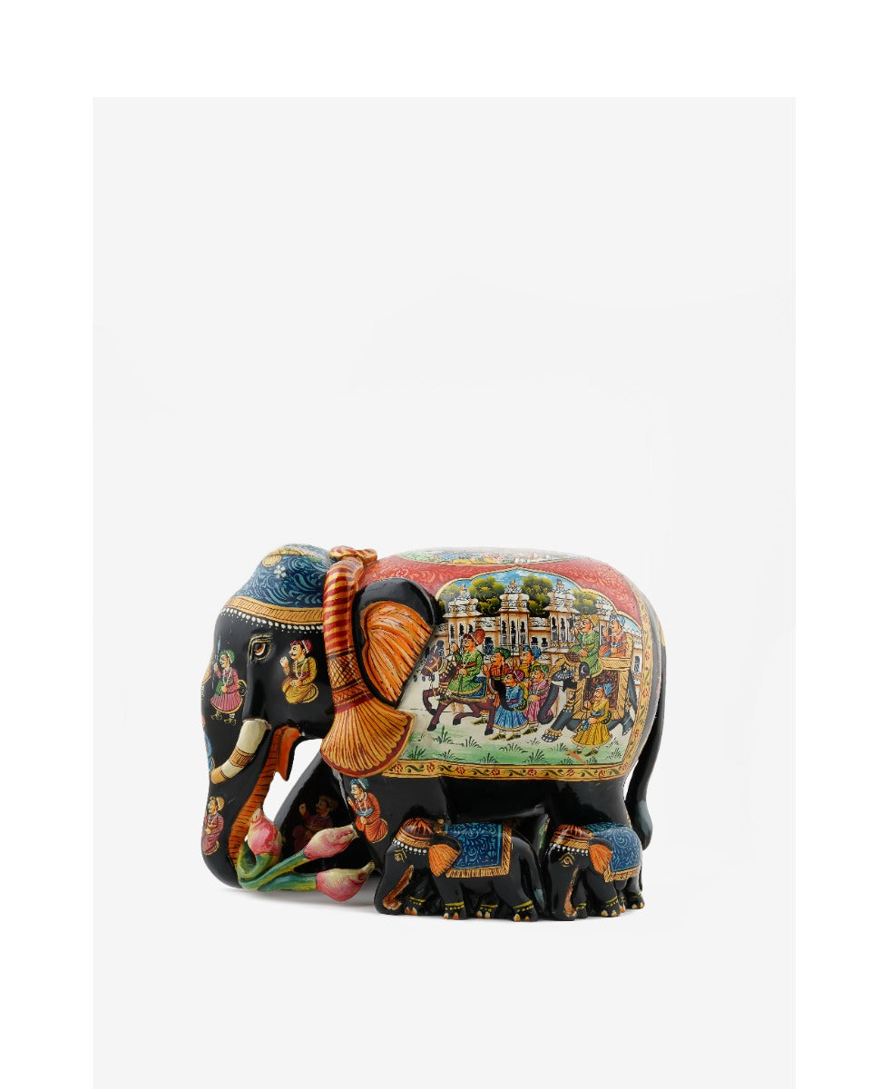 Hand-Painted Elephant Wooden Craft- Set of 3 — false