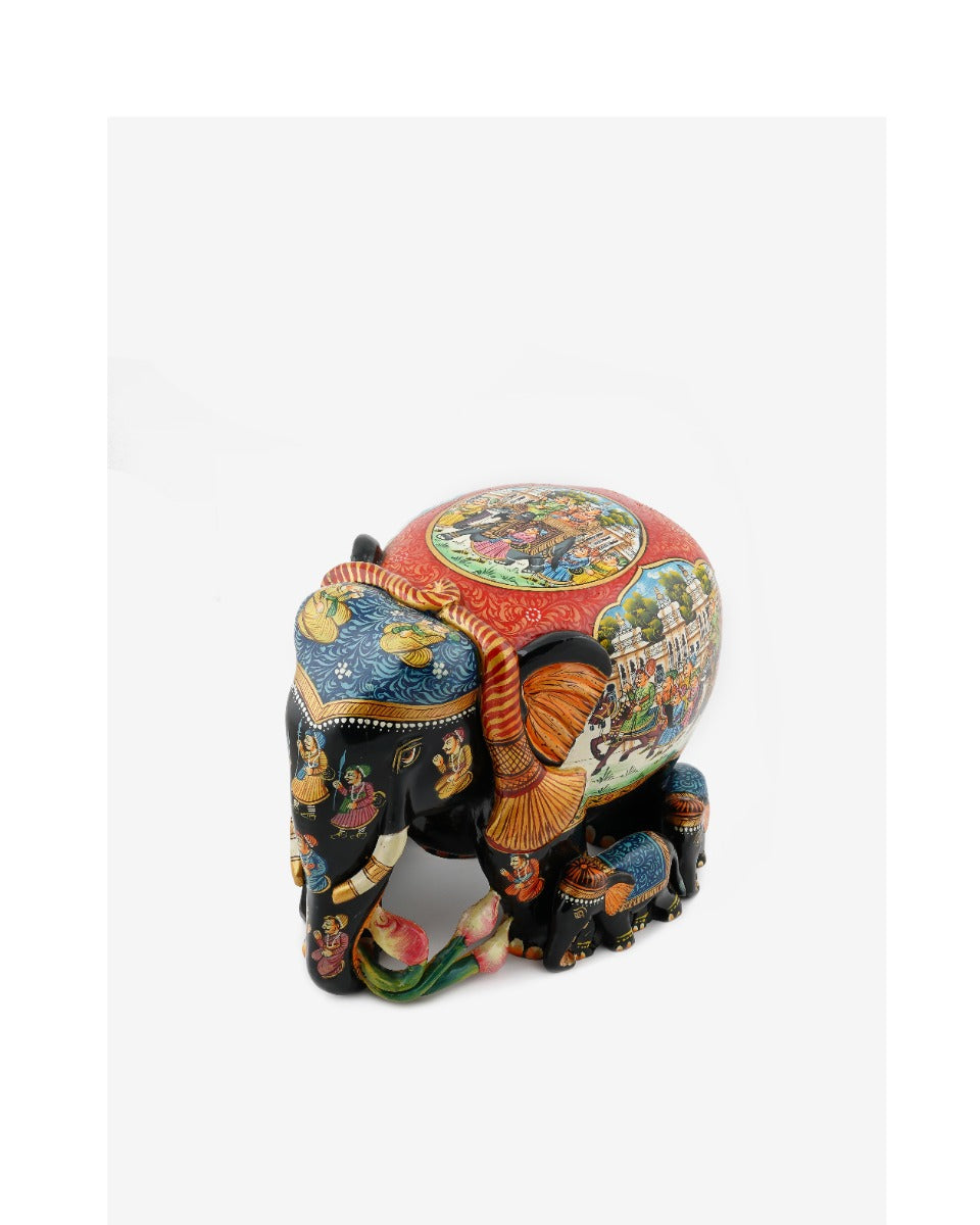 Hand-Painted Elephant Wooden Craft- Set of 3 — false