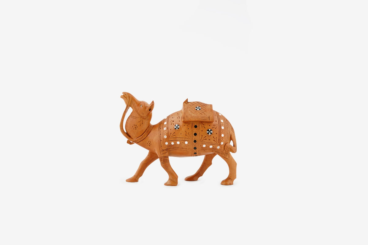 Wood Carved Camel Sculpture '6 Inch — false