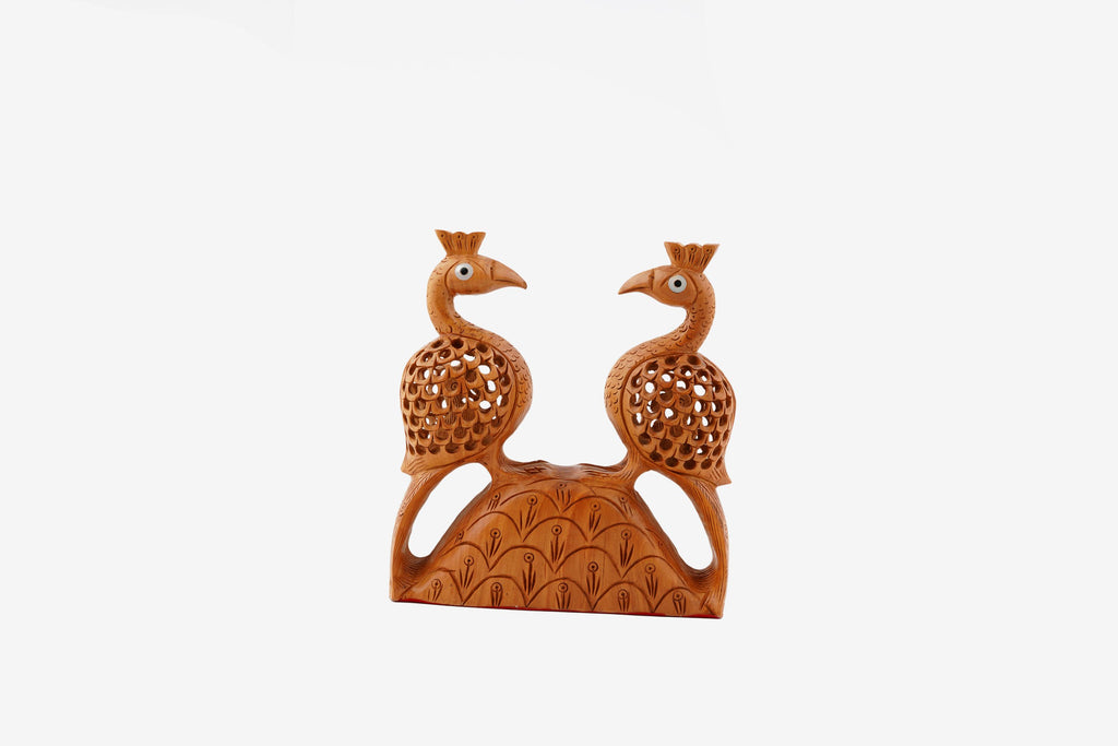 Kadam Wood Handcrafted Birds Figurine — 5 inch, Brown