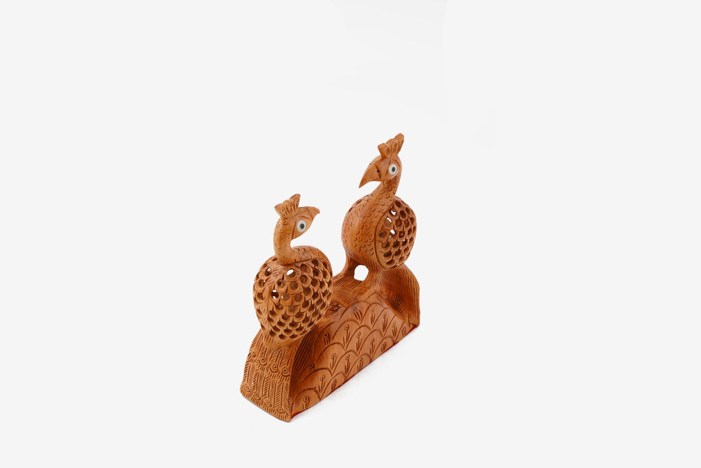 Kadam Wood Handcrafted Birds Figurine — 6 inch, Brown