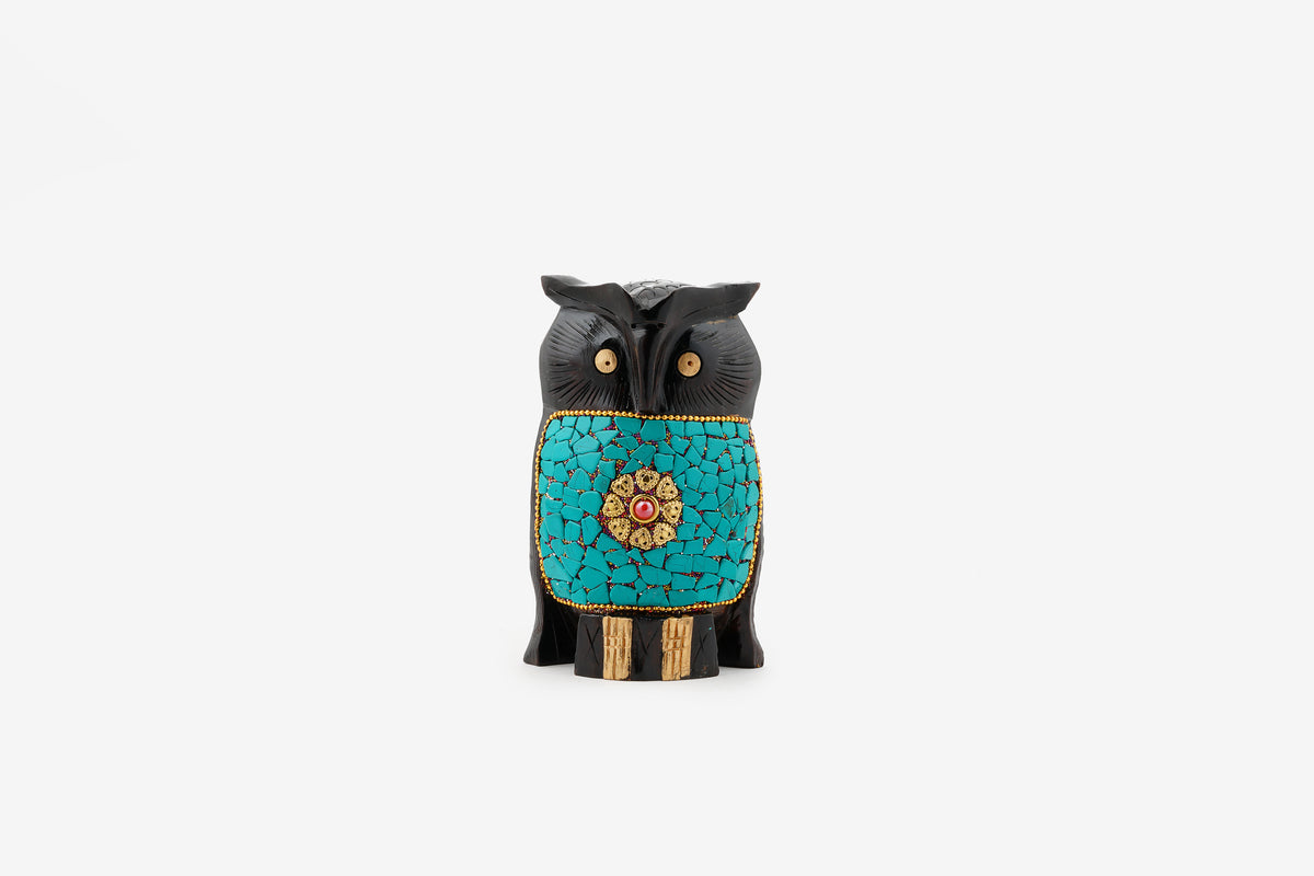 Colorful Wise Owl Wooden Craft — 4 inch