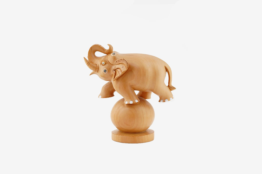 Kadam Wood Handcrafted Dancing Elephant — false