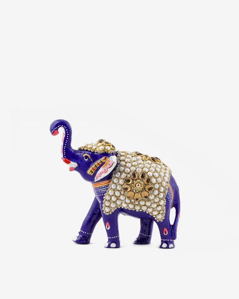 Metal Bead Work Elephant Blue — false
