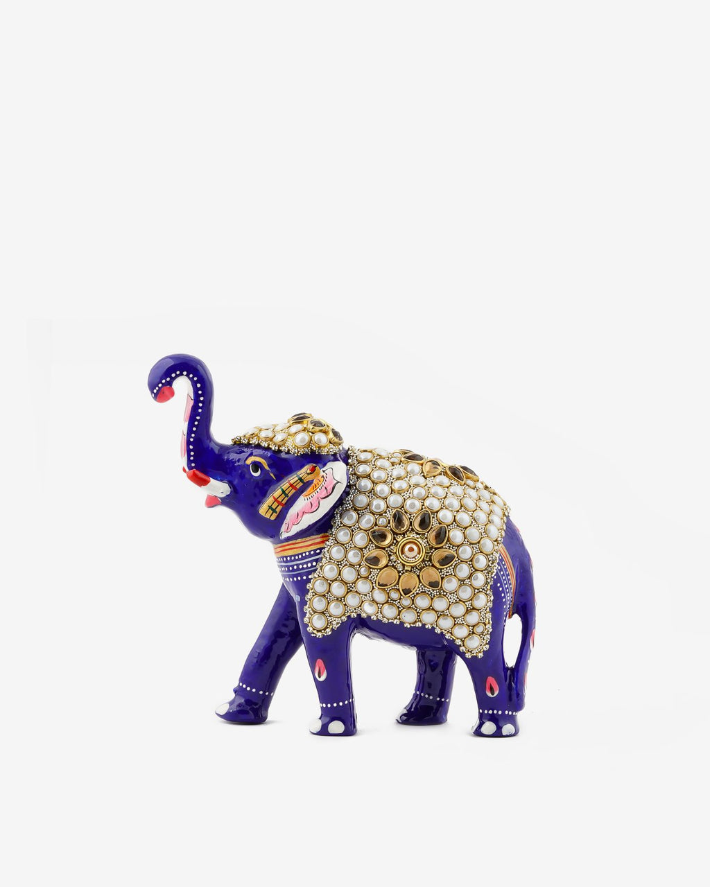 Metal Bead Work Elephant Blue — 3 inch