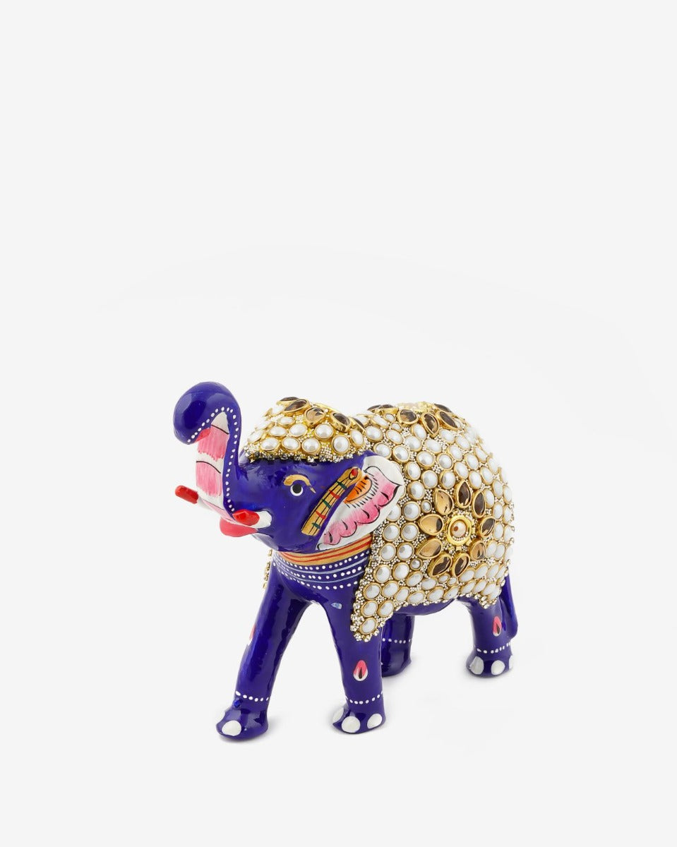 Metal Bead Work Elephant Blue — false