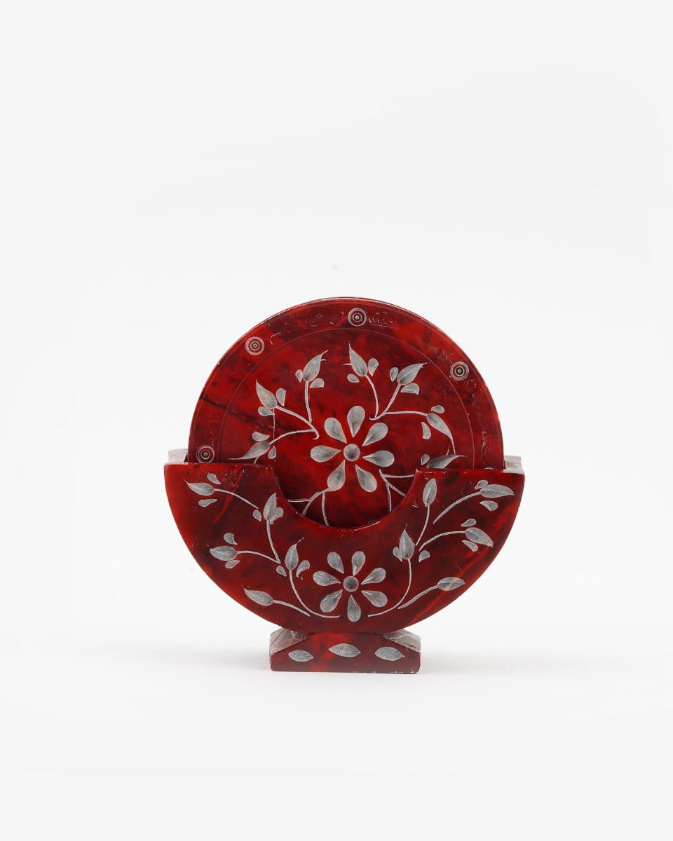 Marble Handcrafted Coasters Red — false