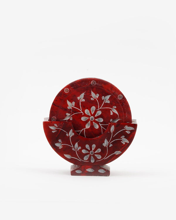 Marble Handcrafted Coasters Red — false