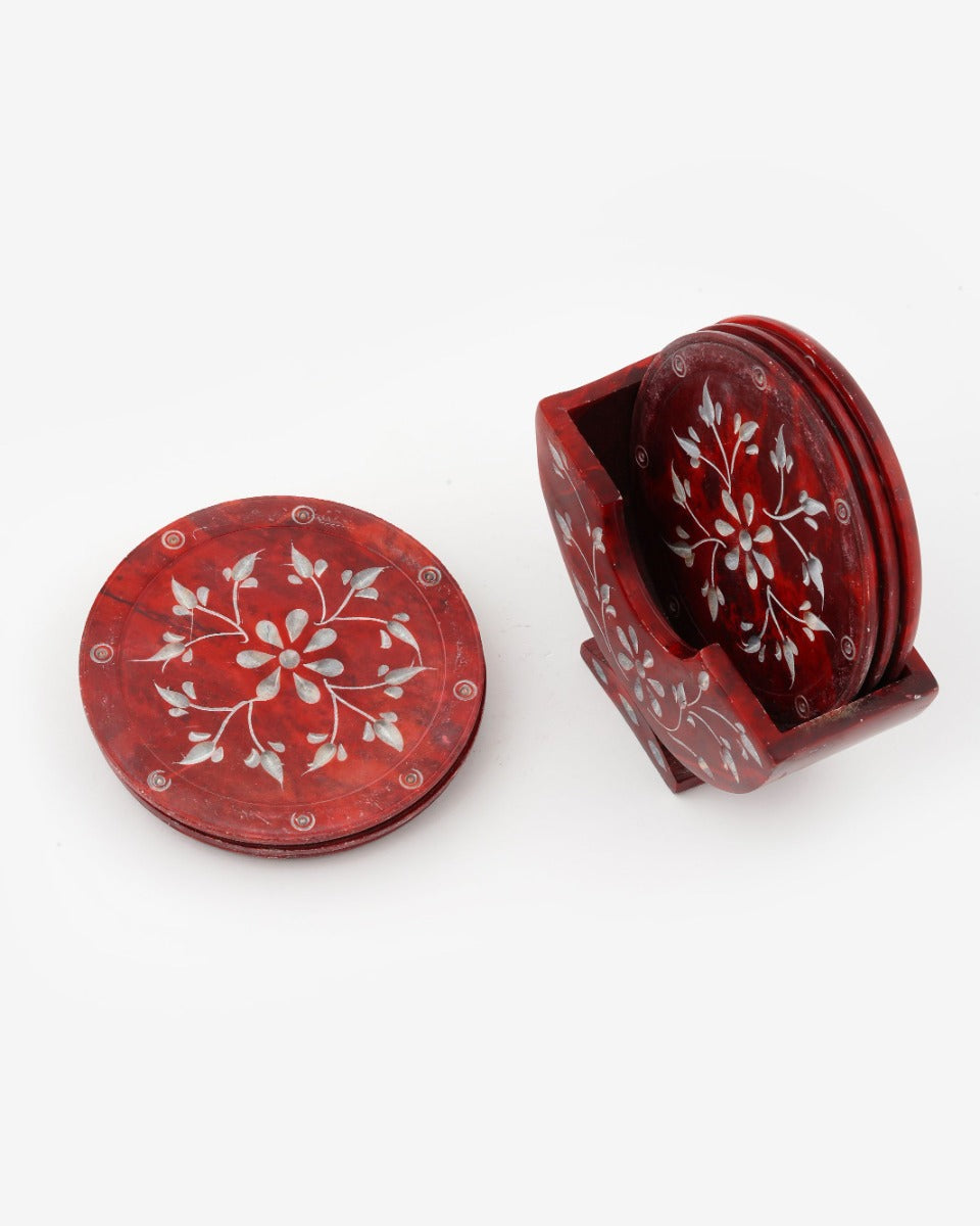 Marble Handcrafted Coasters Red — false