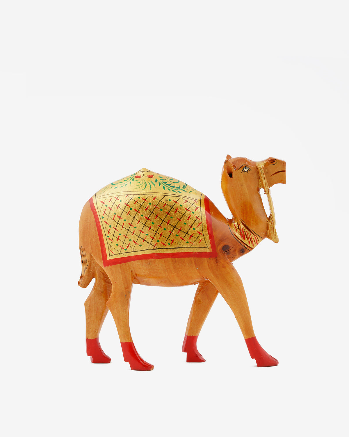 Beautiful Hand Painted Camel Wooden Sculpture — 3 inch, Brown
