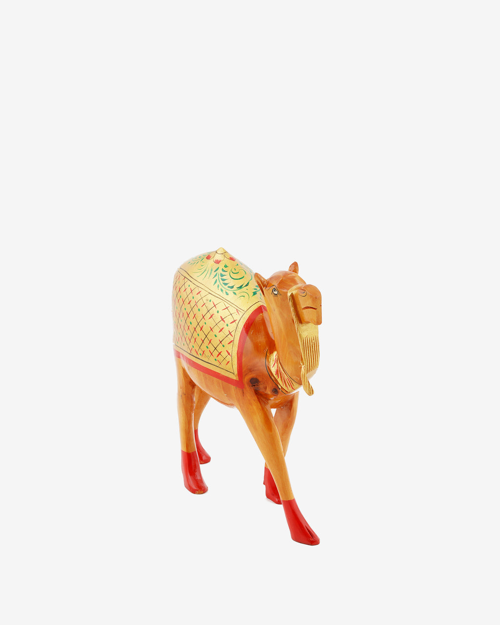 Beautiful Hand Painted Camel Wooden Sculpture — 5 inch, Brown