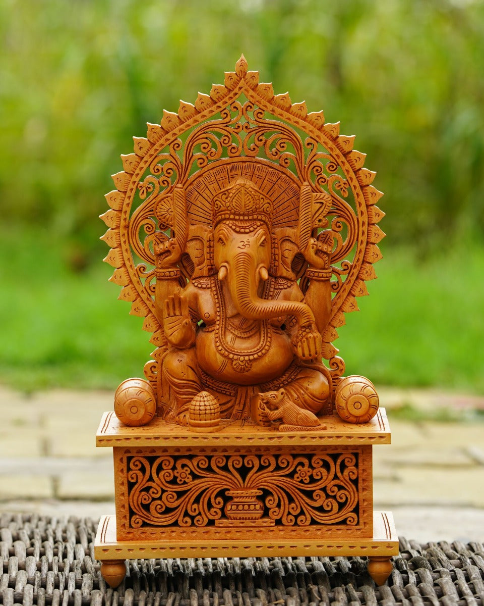 Lord Ganesha Figurine - Wooden Handicraft — false