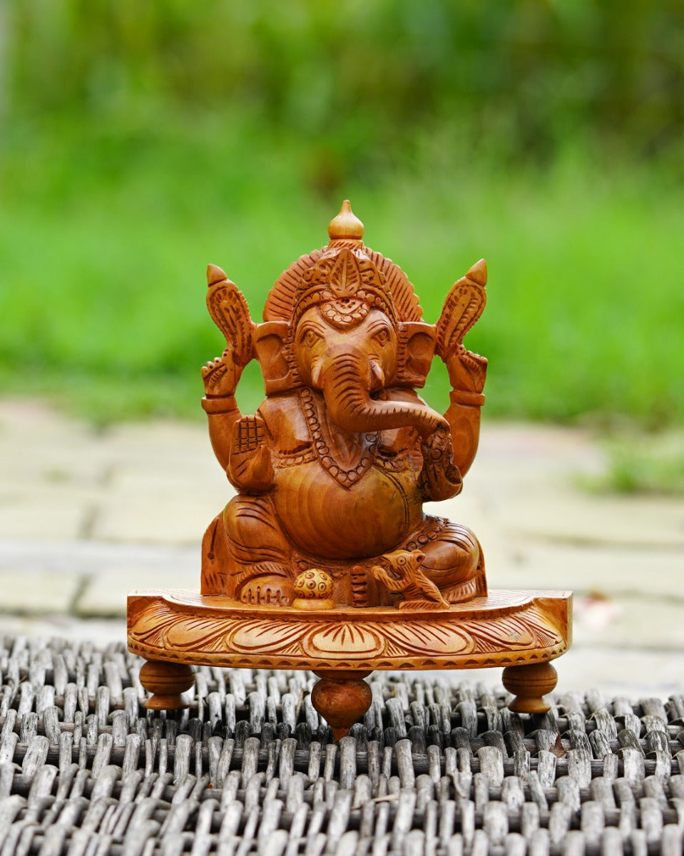 Lord Ganesh Kadam Wood Murti — false