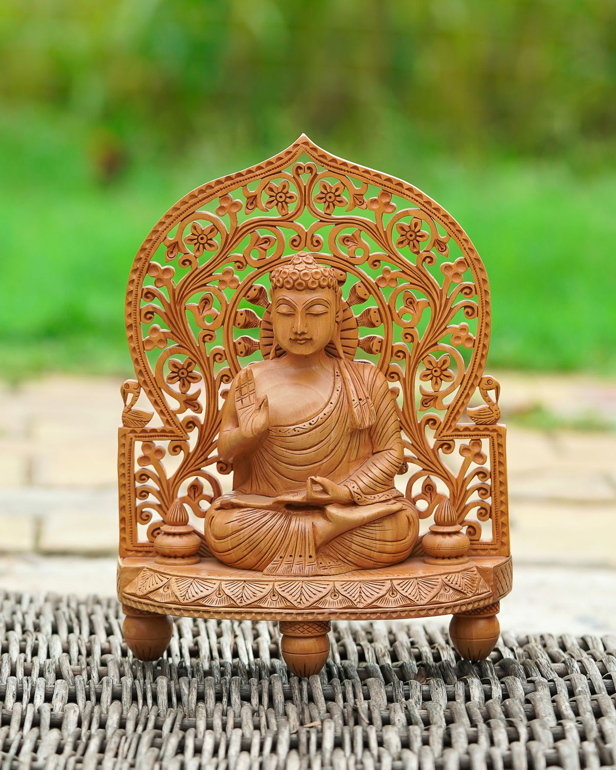Handmade Lord Buddha Figurine — 10 inch, Brown