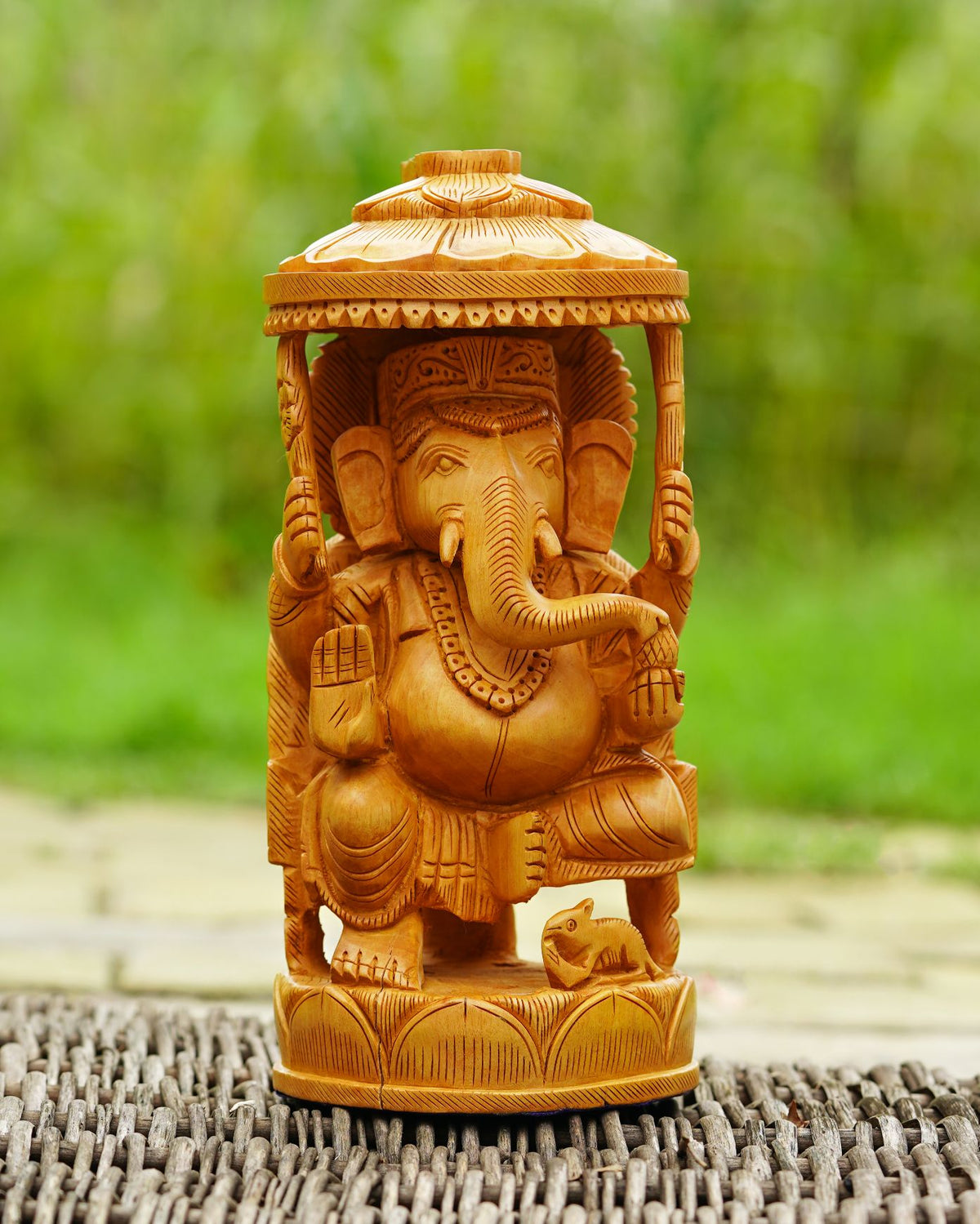 Kadam Wood Handcrafted Lord Ganesha — 10 inch, Brown
