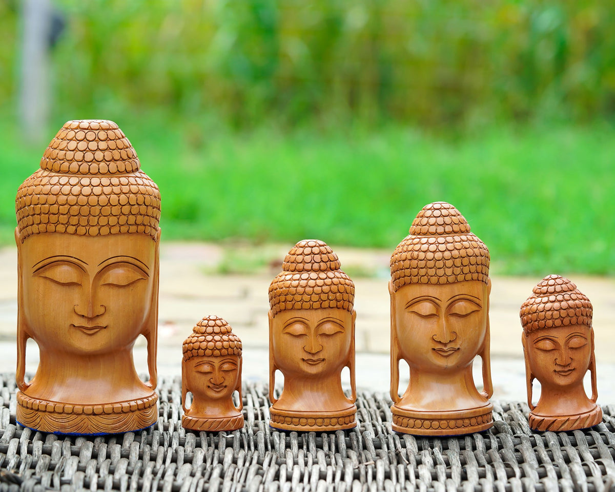 Kadam Wood Handcrafted Lord Buddha Figurine — 5 inch, Brown