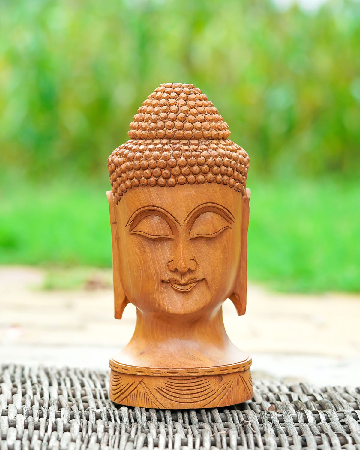 Lord Buddha Figurine - Wooden Handicraft — 3 inch, Brown