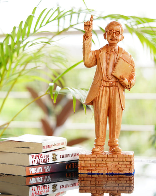 Babasaheb Ambedkar Hand-Carved Wooden Statue — false