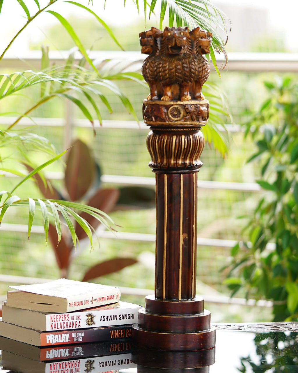 Kadam Wood Handcrafted Ashok Stambh — 12 inch, Brown