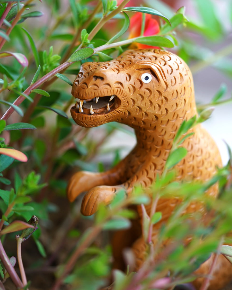 Wooden Dinosaur Sculpture — false