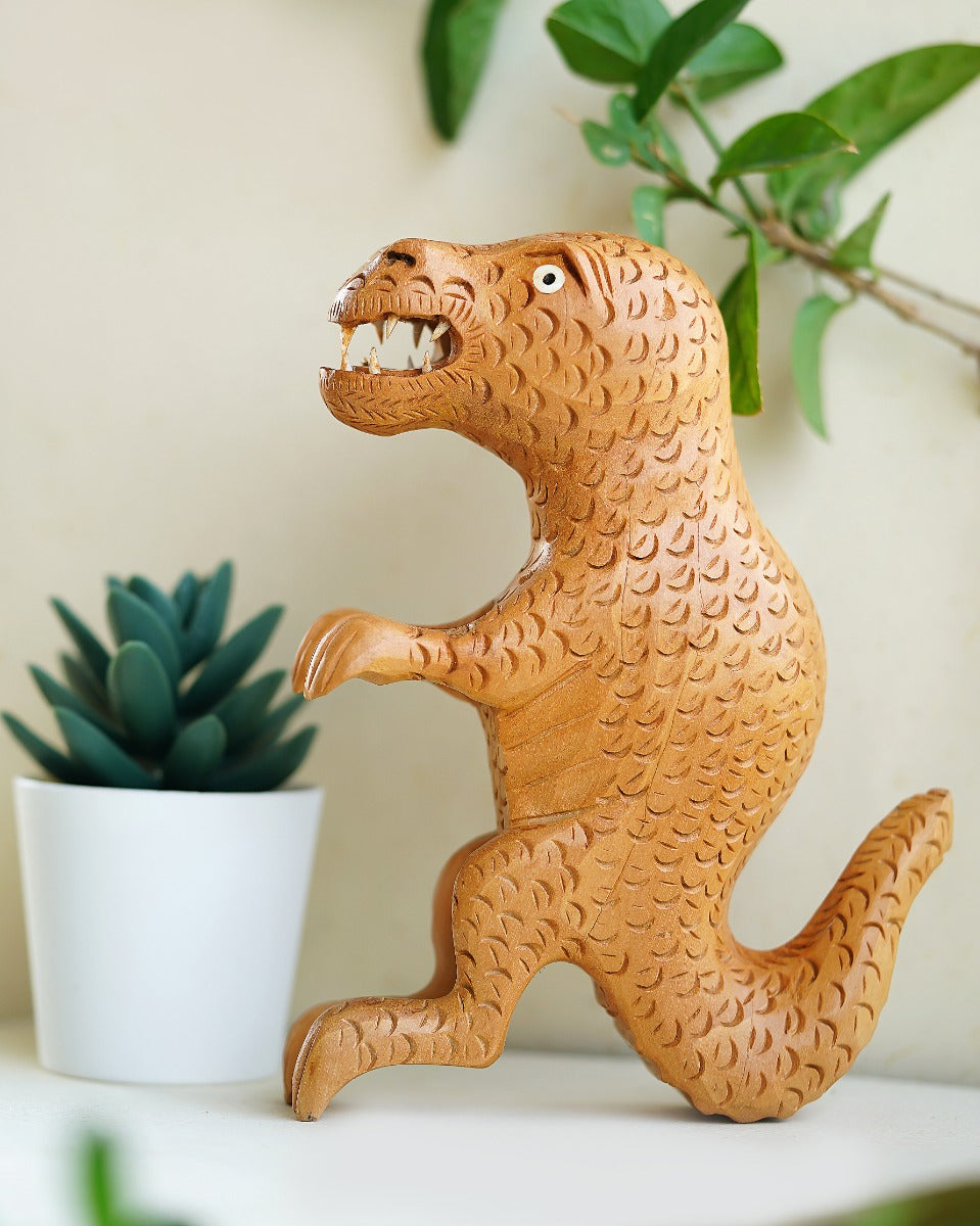 Wooden Dinosaur Sculpture — false