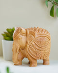 Beautiful Hand Carved Elephant Sculpture — 2 inch, Brown