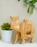Hand-Carved Wooden Sculptures of Camel — 3 inch, Brown