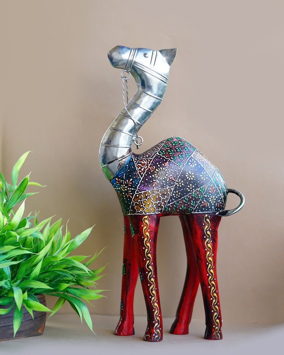 Multicolored Metal Camel Decorative Showpiece — false