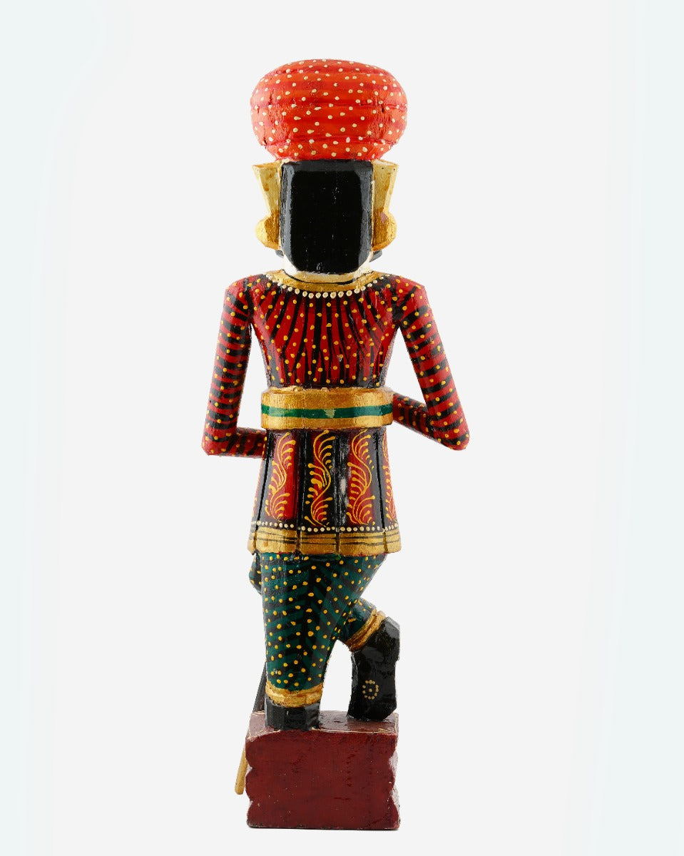 Hand-Painted Wooden Rajasthani Darban 'Gatekeeper' Statue — false