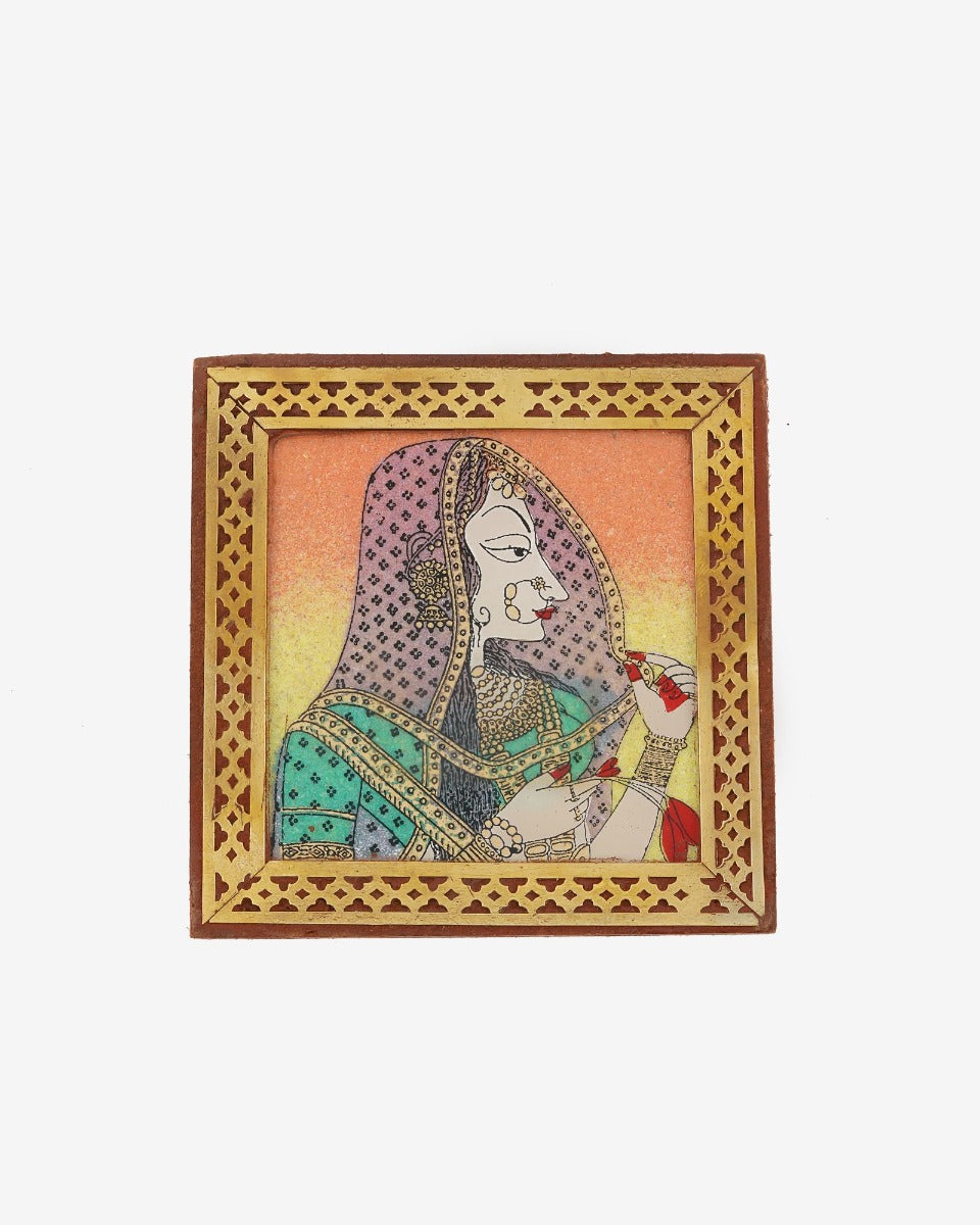 Wooden Handcrafted Rajasthani Design Coaster — false