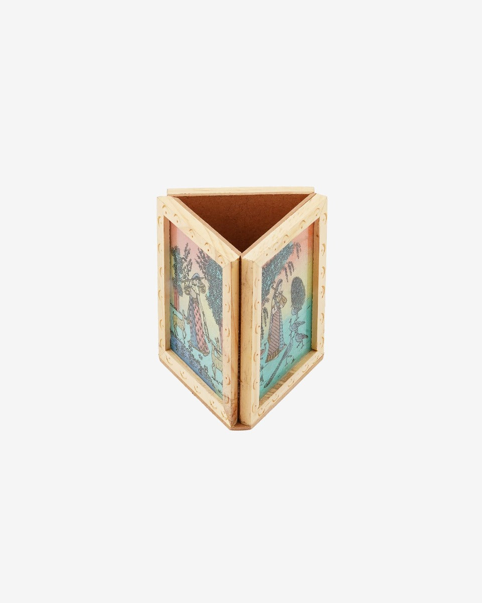 Wooden Handcrafted Rajasthani Design Pen Stand — false