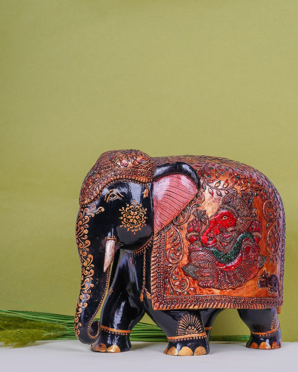 Hand Painted Elephant Wooden Craft — false