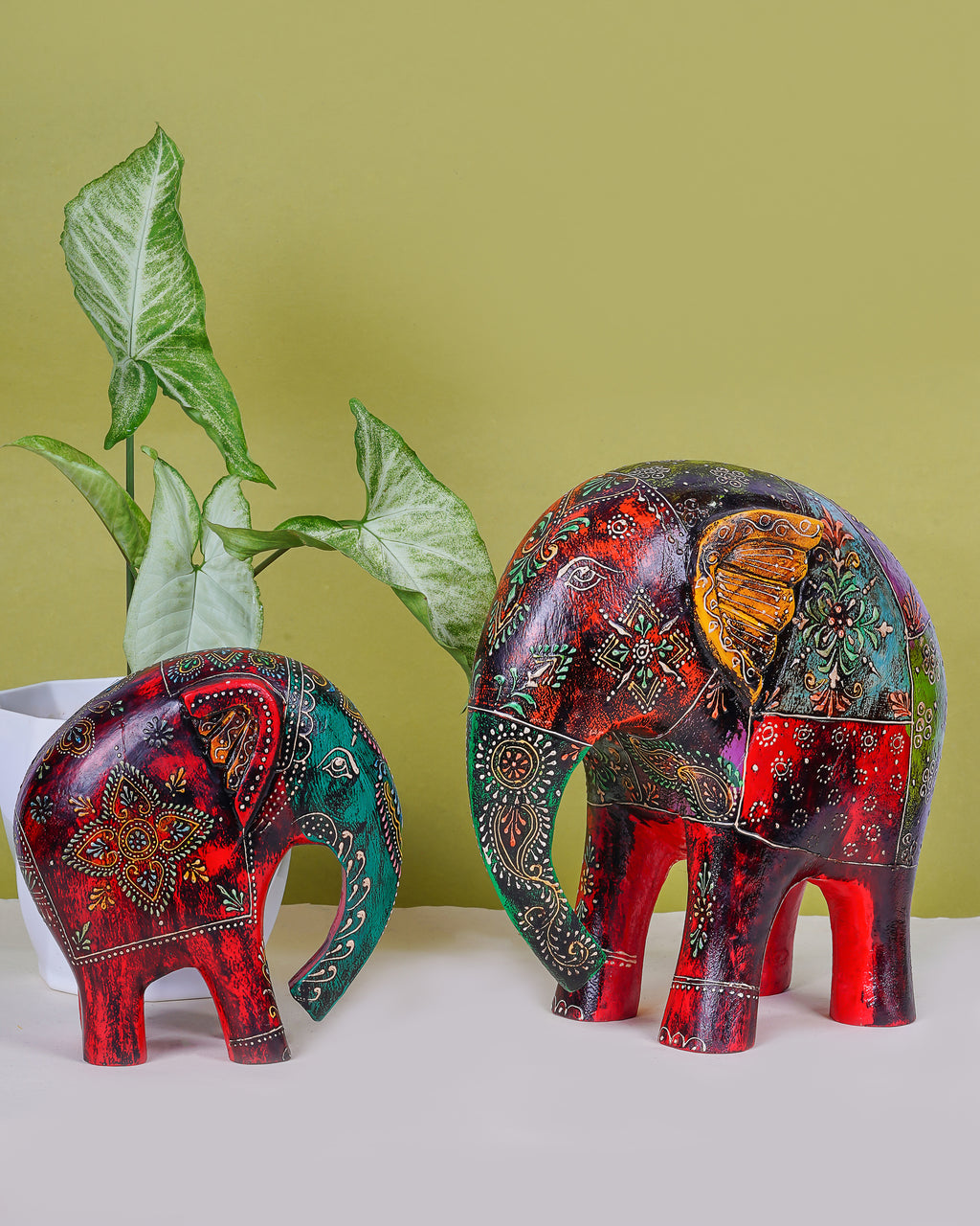 Hand-Painted Elephant- Kadam Wood Craft — 4 inch