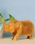Handcrafted Rhinoceros Wooden Sculpture — false