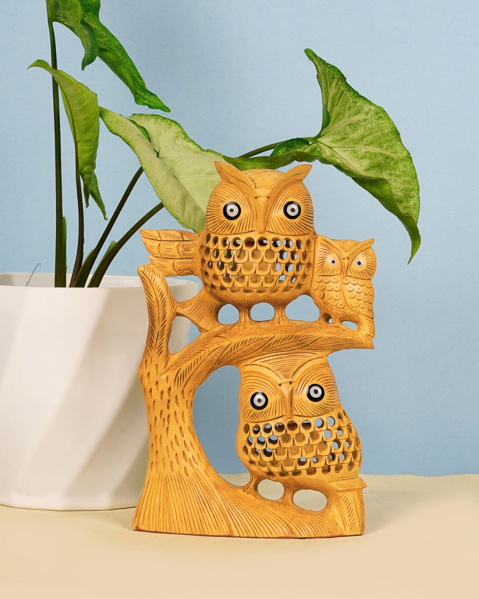Handmade Wooden Figurines of Owls — false