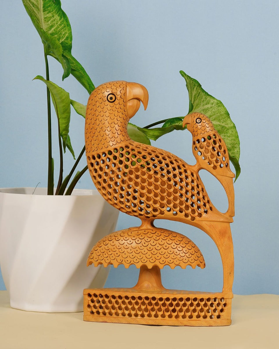 Kadam Wood Handcrafted Undercut Birds Figurine — false