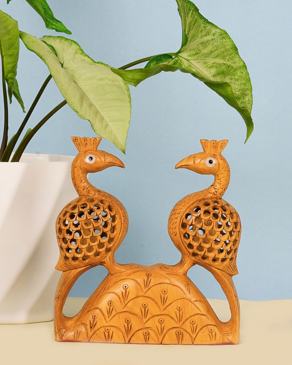 Kadam Wood Handcrafted Birds Figurine — 5 inch, Brown