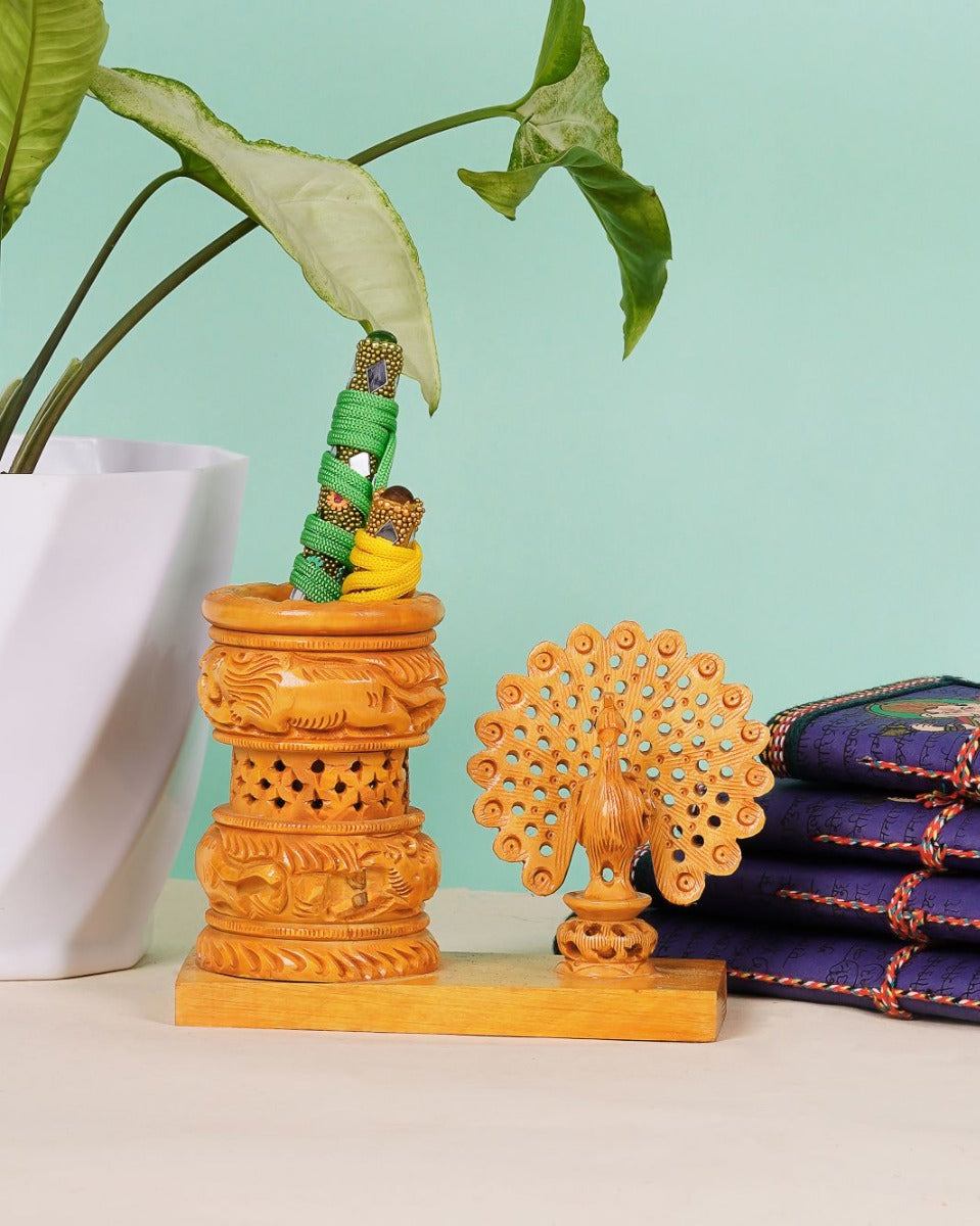 Kadam Wood Handcrafted Pen Stand — false