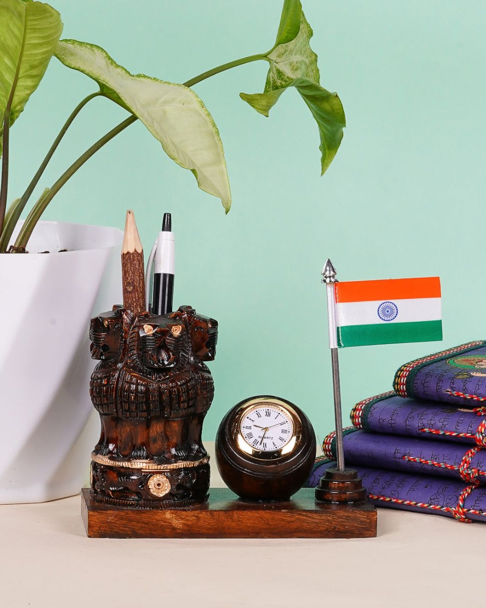 Kadam Wood Handcrafted Pen Stand — false
