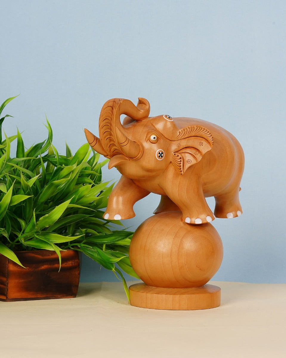 Kadam Wood Handcrafted Dancing Elephant — false