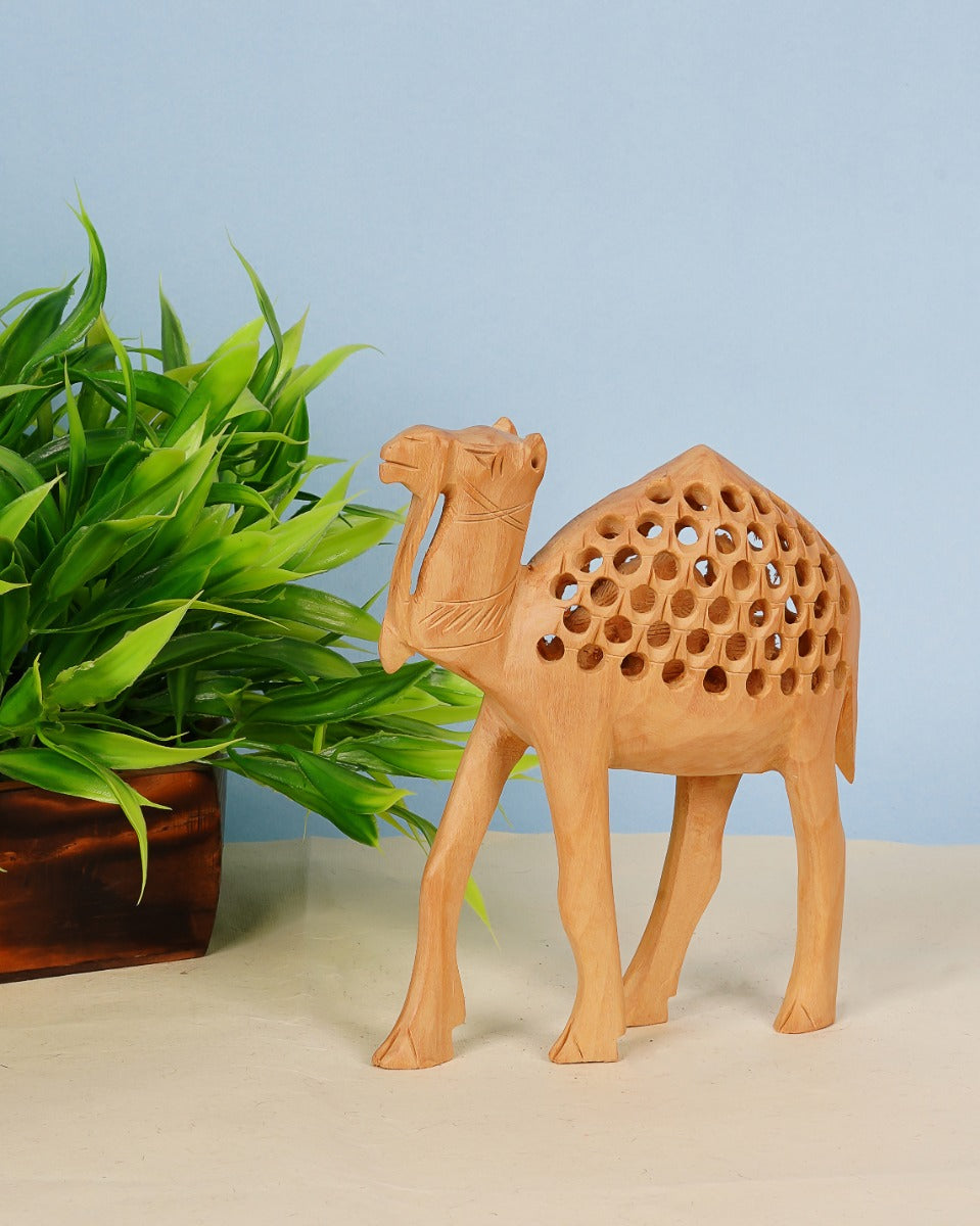 Wooden Handicraft Undercut Camel Statue — false