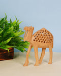 Wooden Handicraft Undercut Camel Statue — 3 inch, Brown