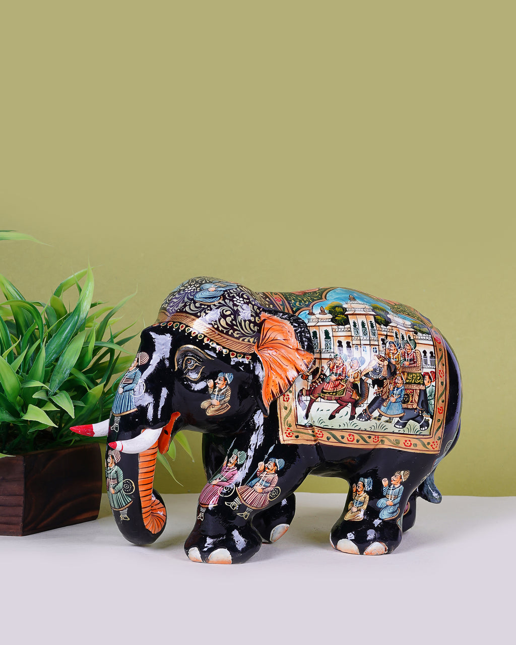 Hand-Painted Elephant- Wooden Craft — 6 inch