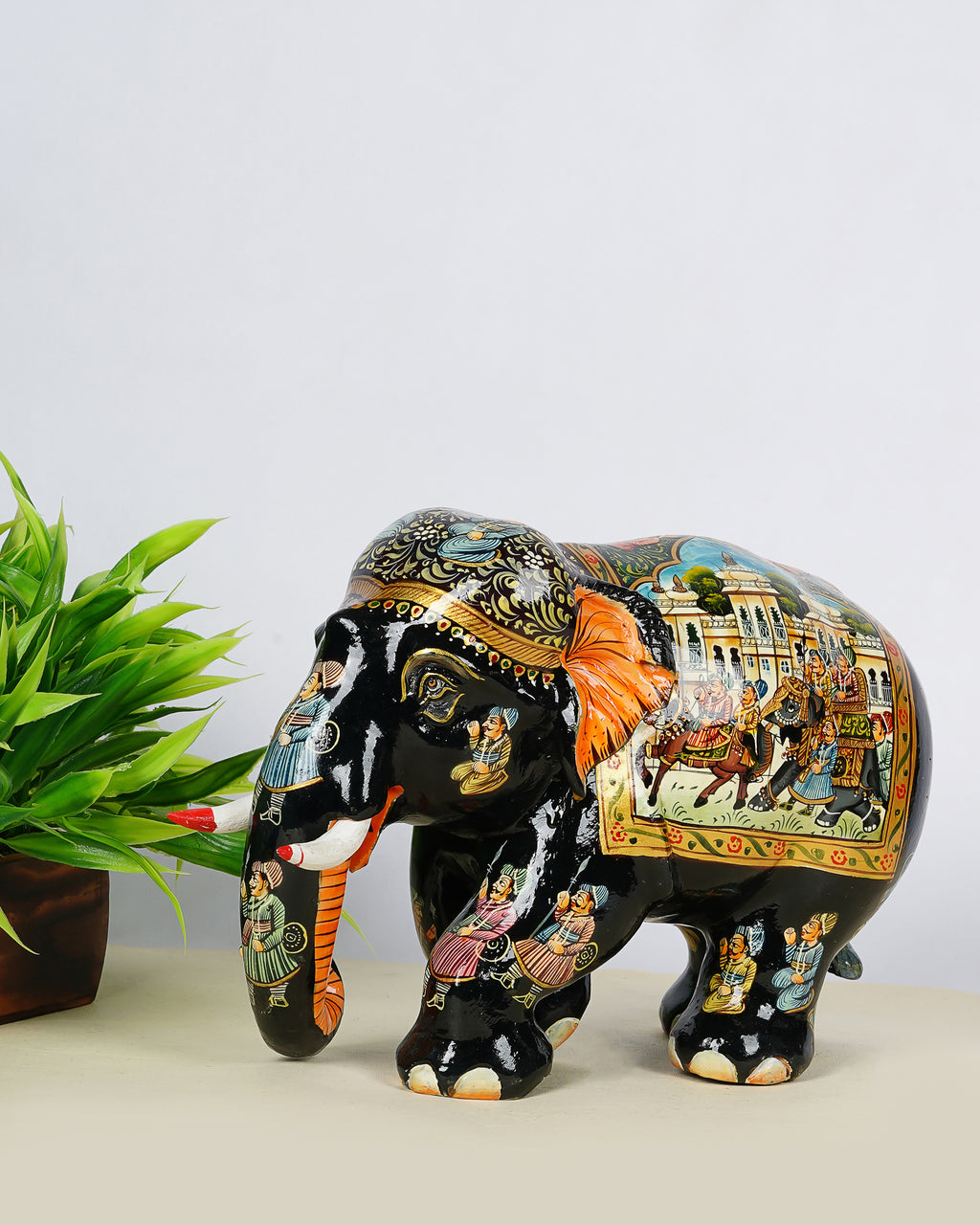 Hand-Painted Elephant- Wooden Craft — 10 inch