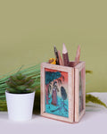 Wooden Handcrafted Rajasthani Design Pen Stand — false